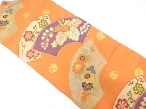 アンティーク　地紙に菊・桐模様織り出し名古屋帯（着用可）